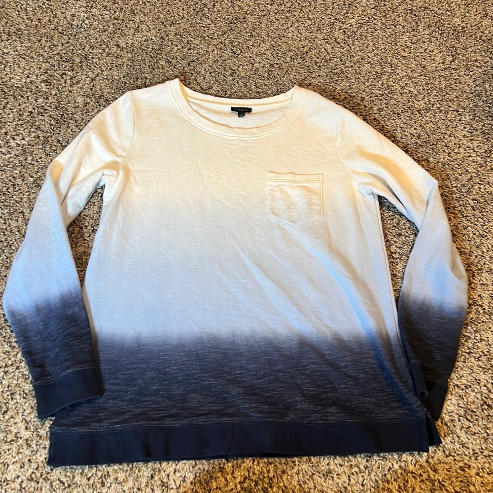 Talbots Women's Size‎ S Ombre Dip Dye Crew Neck Long Sleeve Sweatshirt Pullover